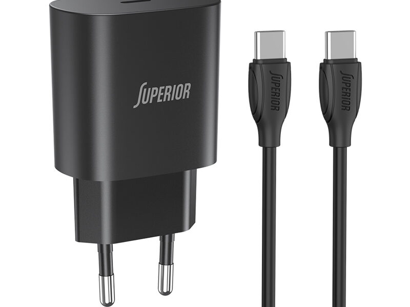 Kucni punjac Superior CO-DC24 Fast PD 25W 3A Type C na Type C crni