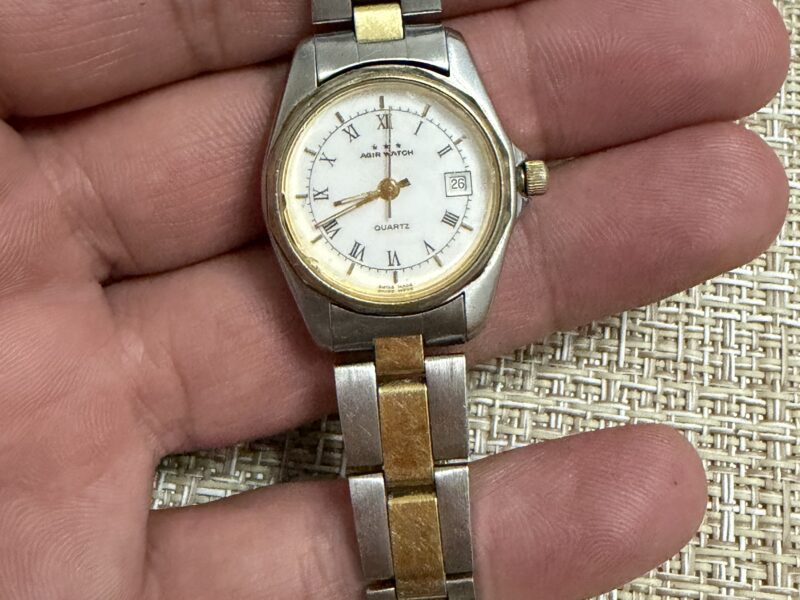 AGIR Watch Swiss Made datum celik pozlata