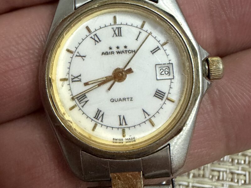AGIR Watch Swiss Made datum celik pozlata